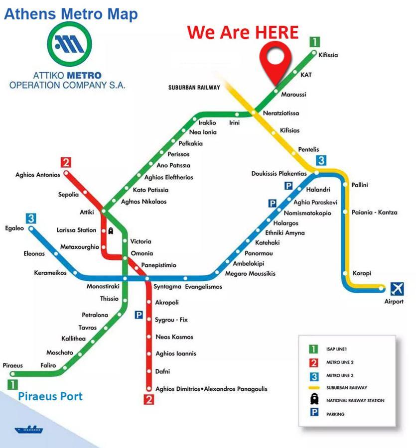 Modern 2 Bedroom Apartment Next To Metro - Marousi Афіни Екстер'єр фото